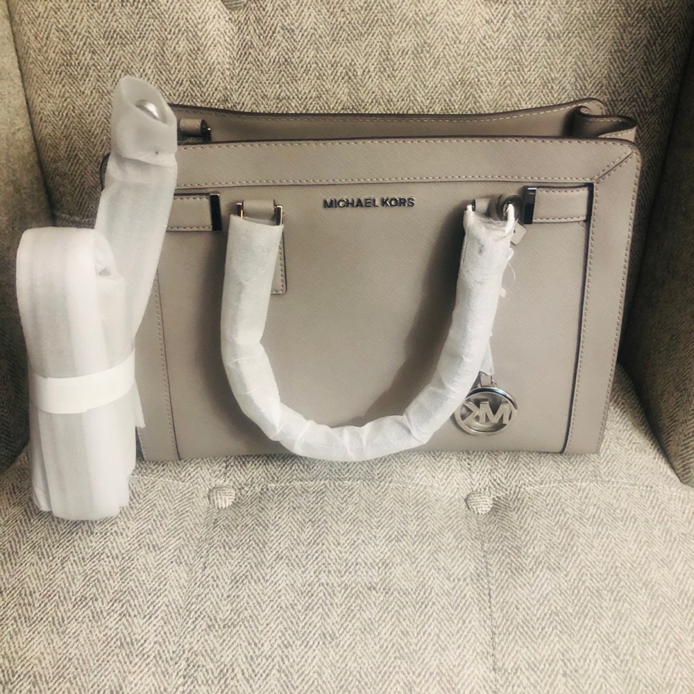Michael Kors Womens Grey Dillon Medium Satchel